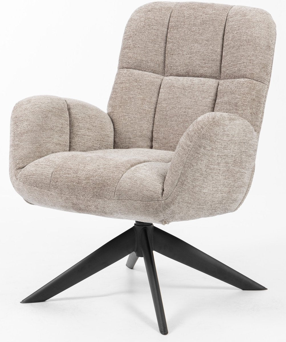 Fauteuil Lina - Raven stof - 360 graden draaibaar