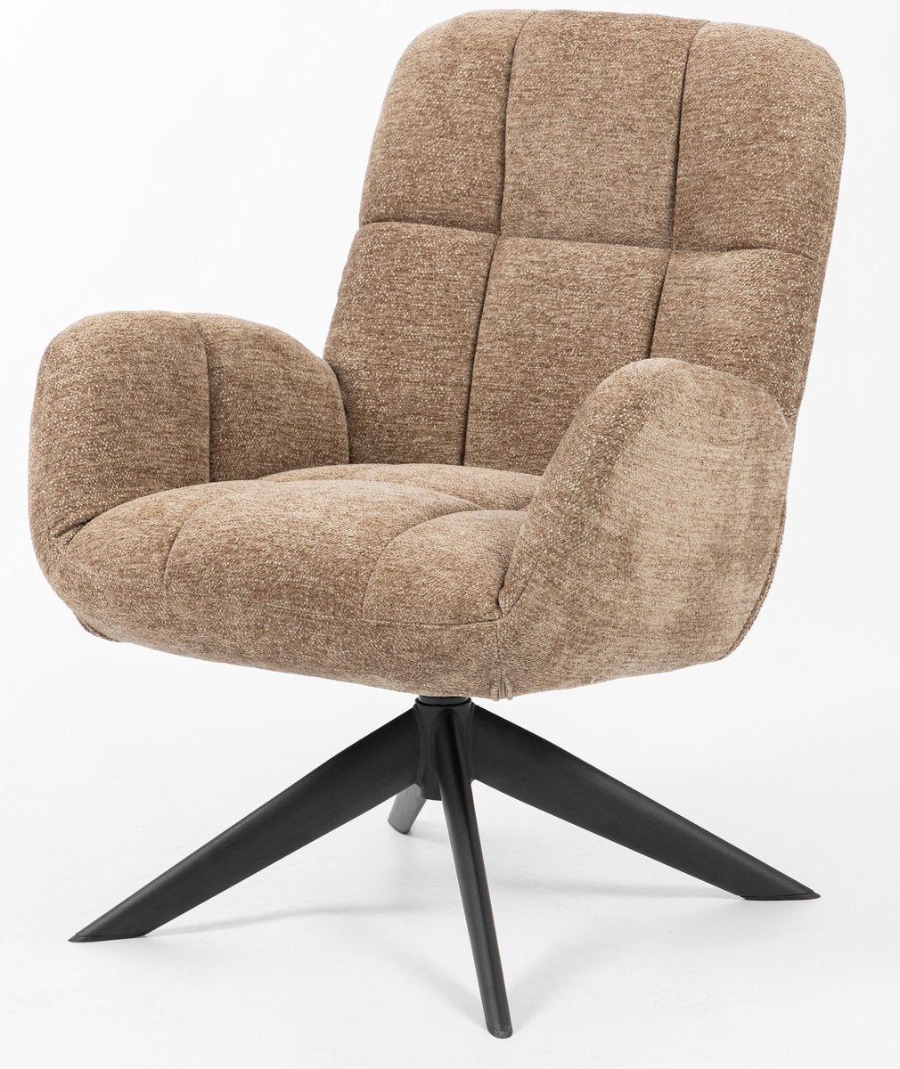 Fauteuil Lina - Raven stof - 360 graden draaibaar