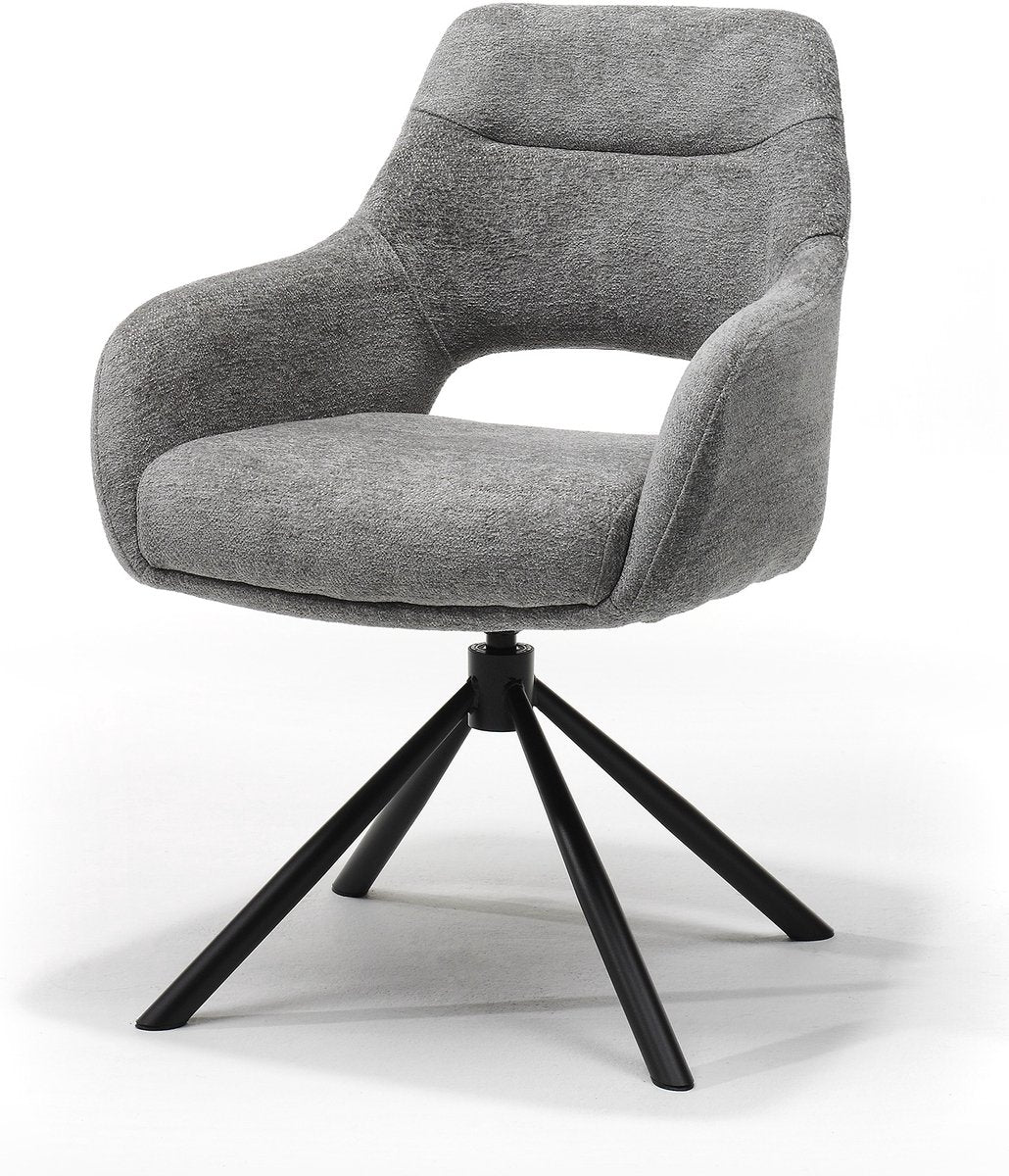 Eetkamerstoel Lucas – 360 graden draaibaar – Auto return – Raven Stof