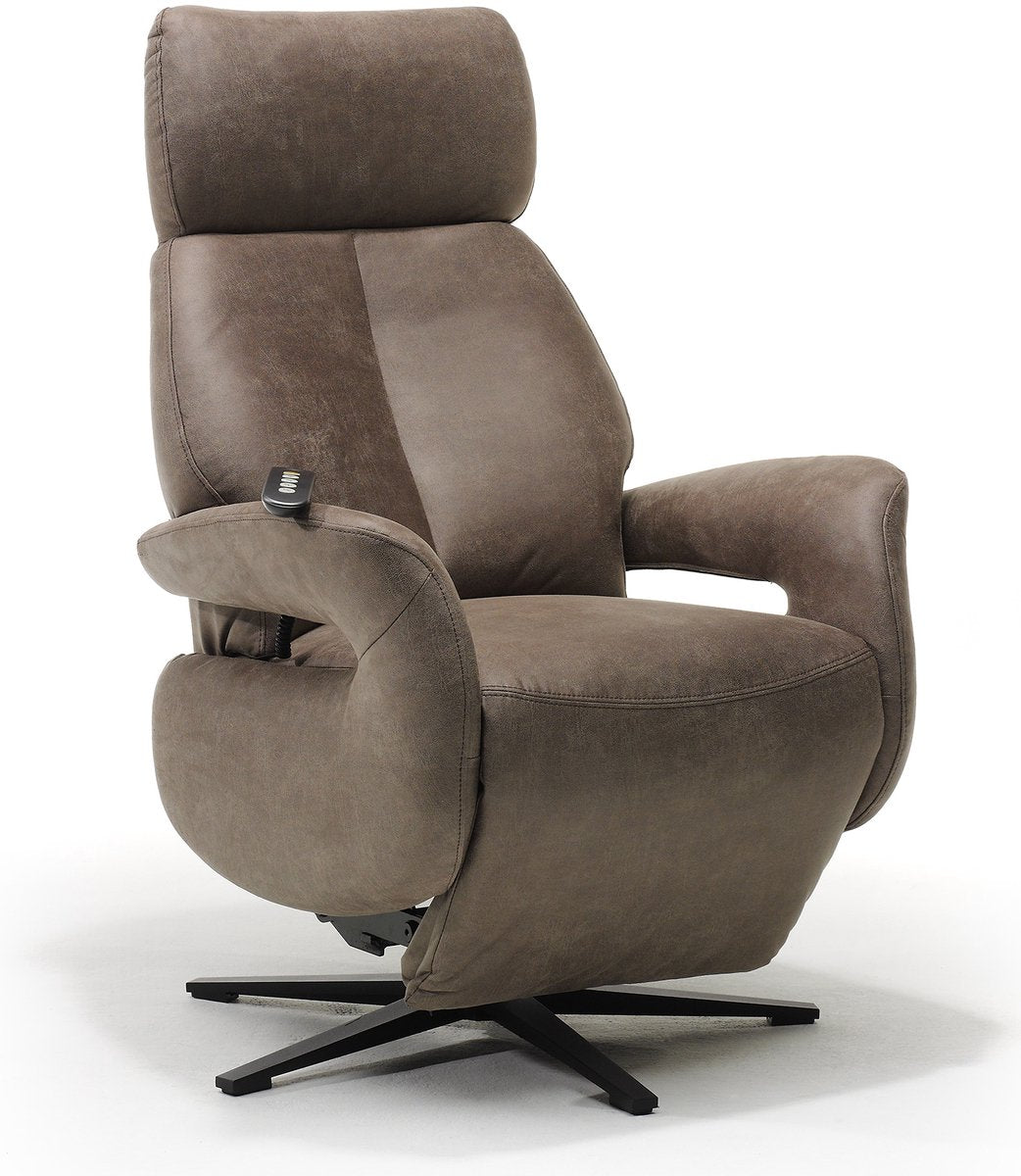 Opsta fauteuil Milo – Microleder – Met accu – 2 Motoren – 360° Draaibaar