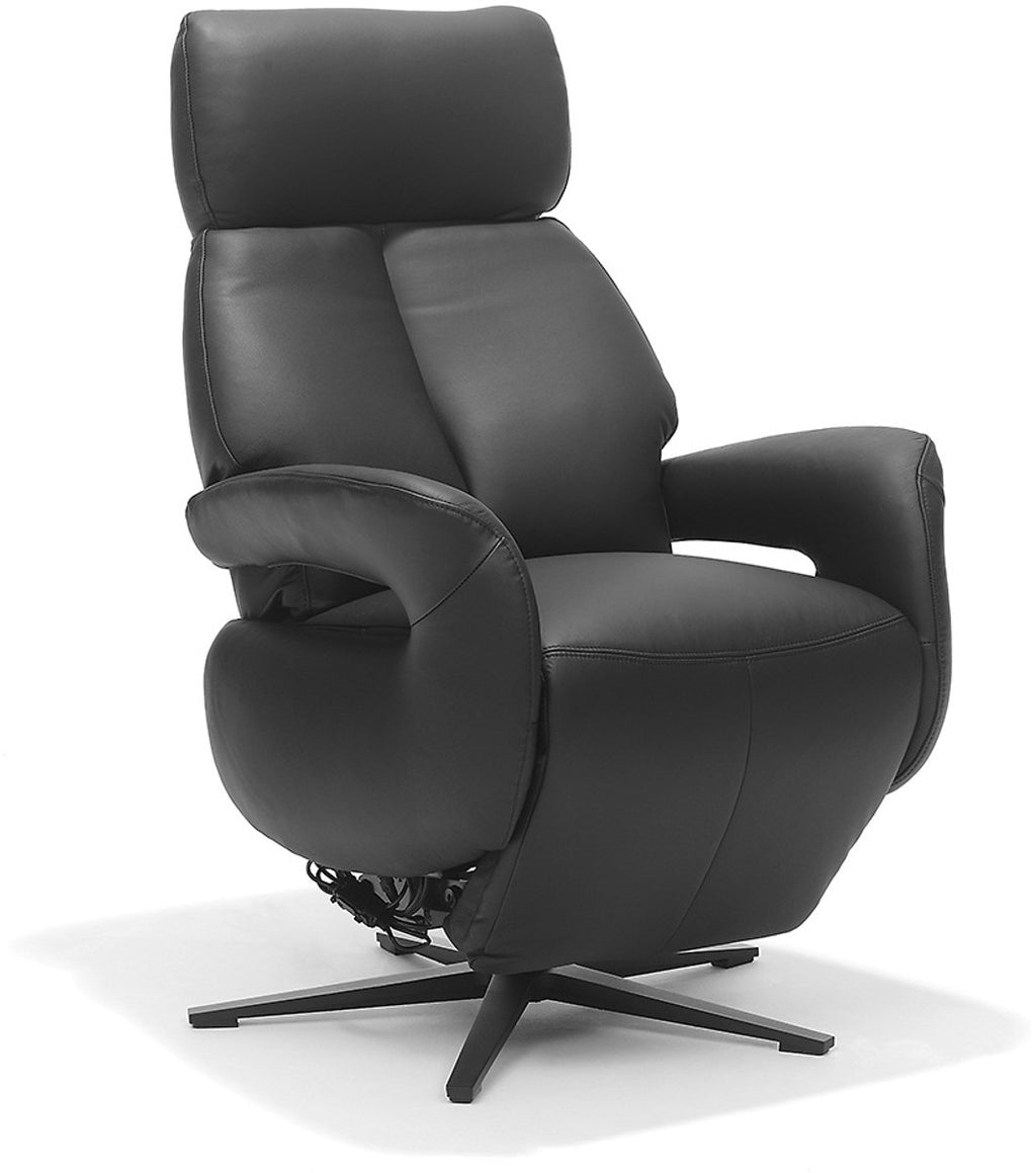 Opsta fauteuil Milo – Echt leer – Met accu – 2 Motoren – 360° Draaibaar