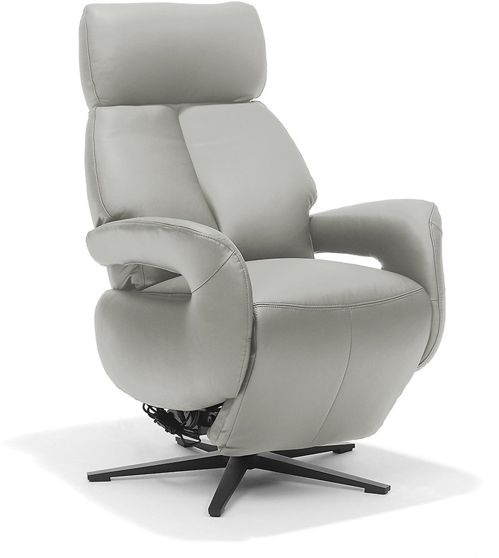 Opsta fauteuil Milo – Echt leer – Met accu – 2 Motoren – 360° Draaibaar