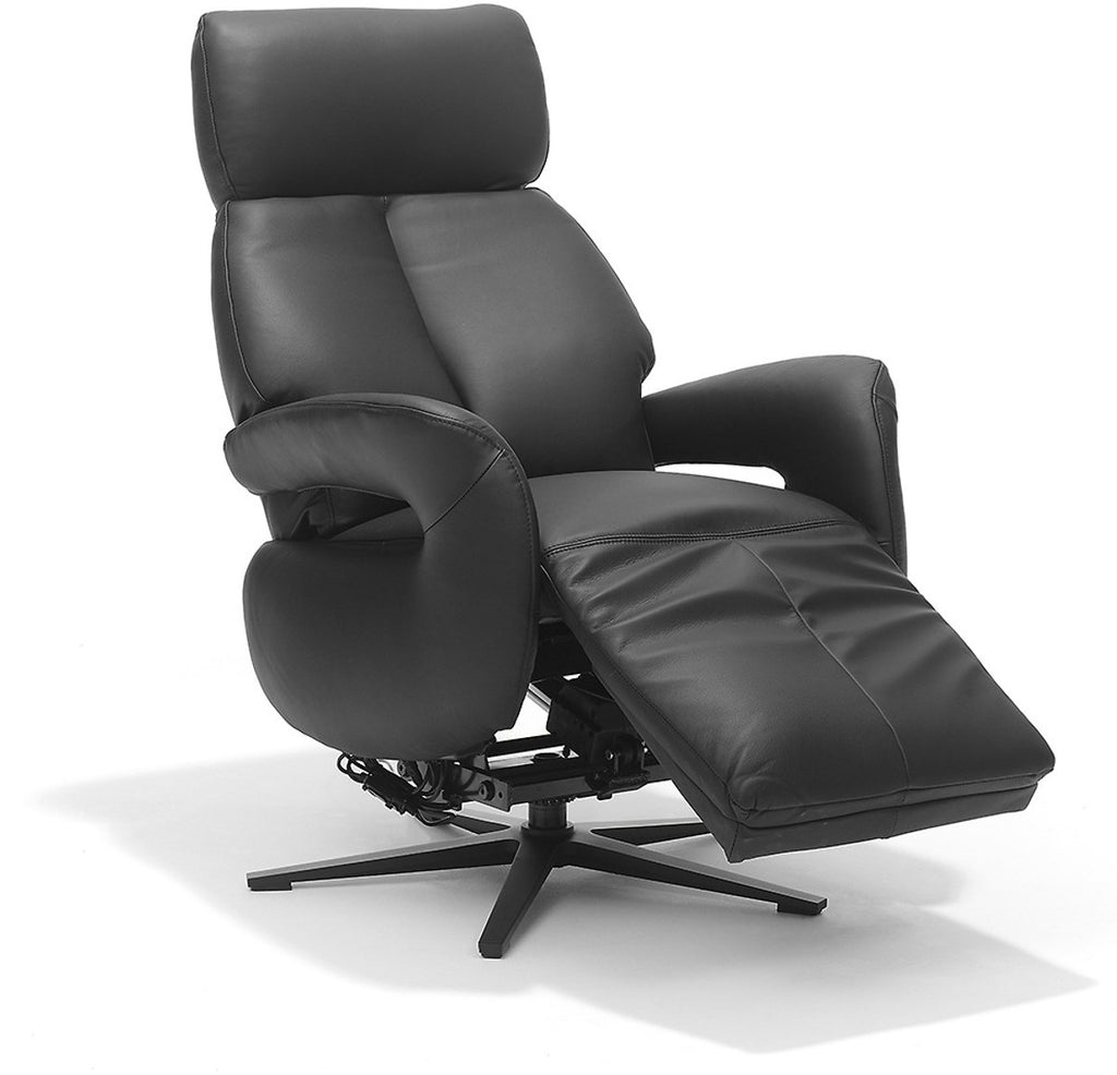 Opsta fauteuil Milo – Echt leer – Met accu – 2 Motoren – 360° Draaibaar