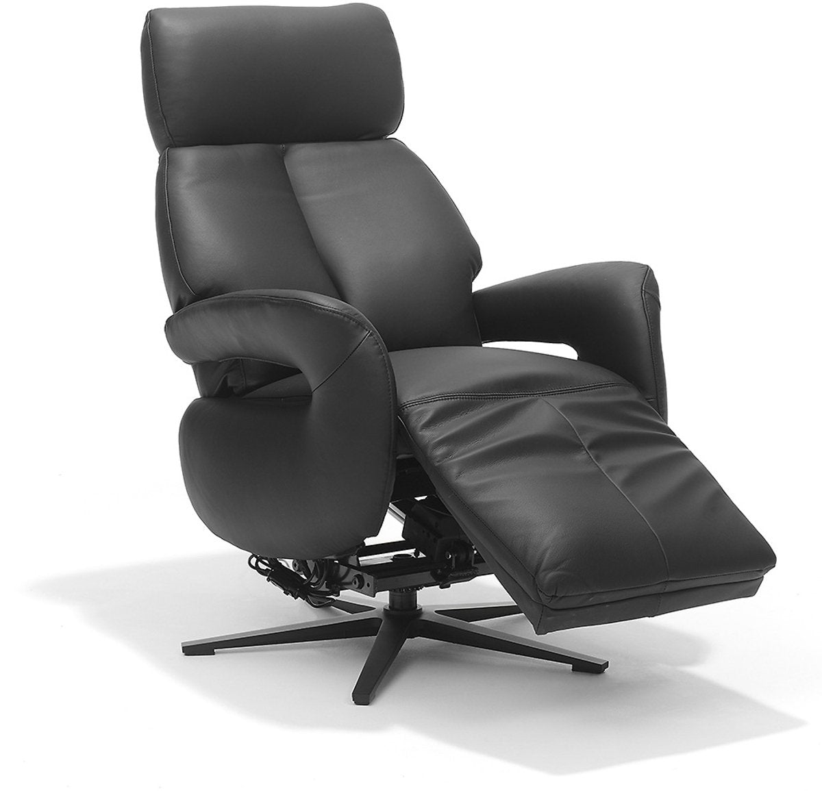Opsta fauteuil Milo – Echt leer – Met accu – 2 Motoren – 360° Draaibaar