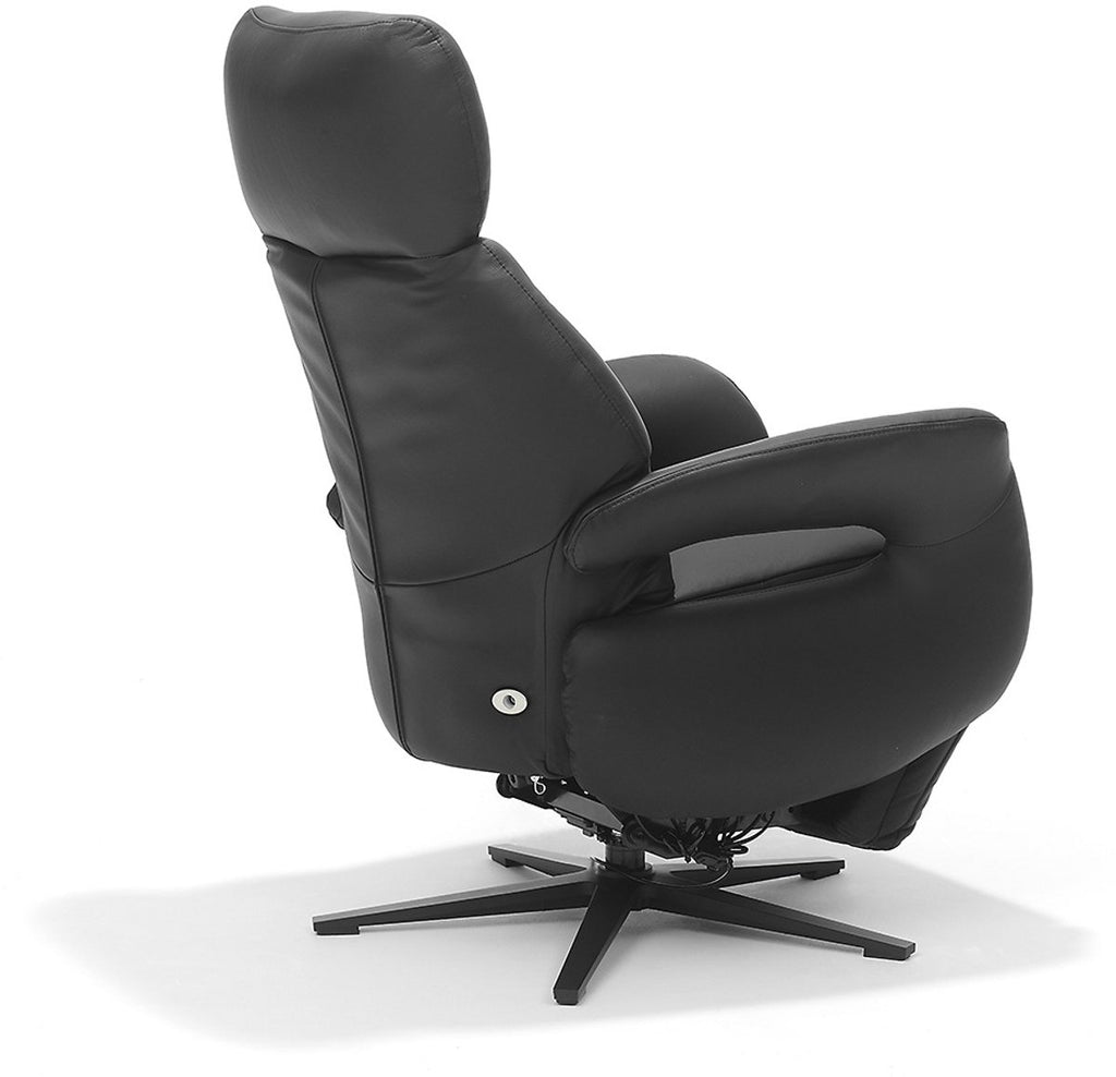 Opsta fauteuil Milo – Echt leer – Met accu – 2 Motoren – 360° Draaibaar