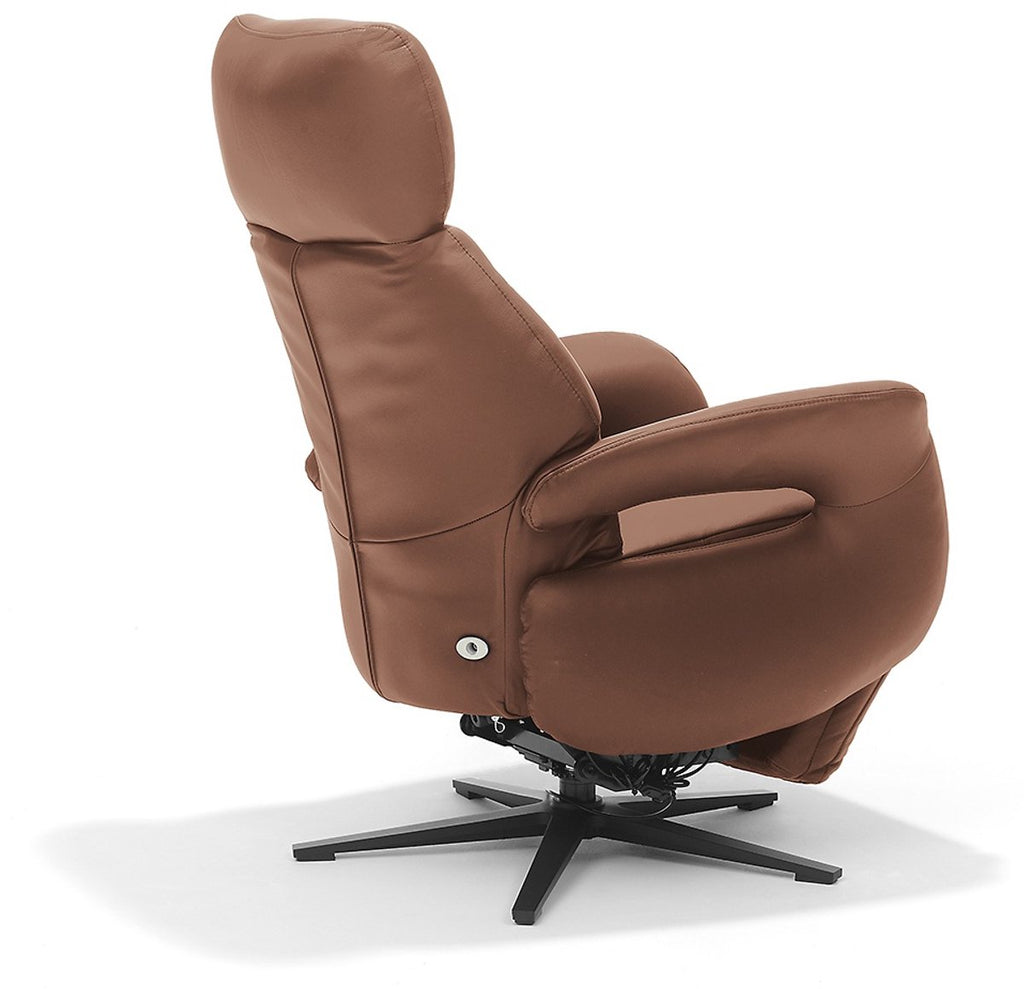 Opsta fauteuil Milo – Echt leer – Met accu – 2 Motoren – 360° Draaibaar