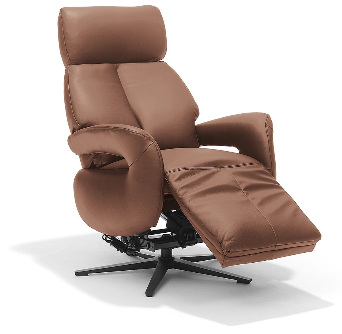 Opsta fauteuil Milo – Echt leer – Met accu – 2 Motoren – 360° Draaibaar
