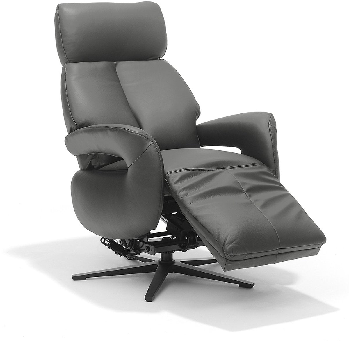 Opsta fauteuil Milo – Echt leer – Met accu – 2 Motoren – 360° Draaibaar