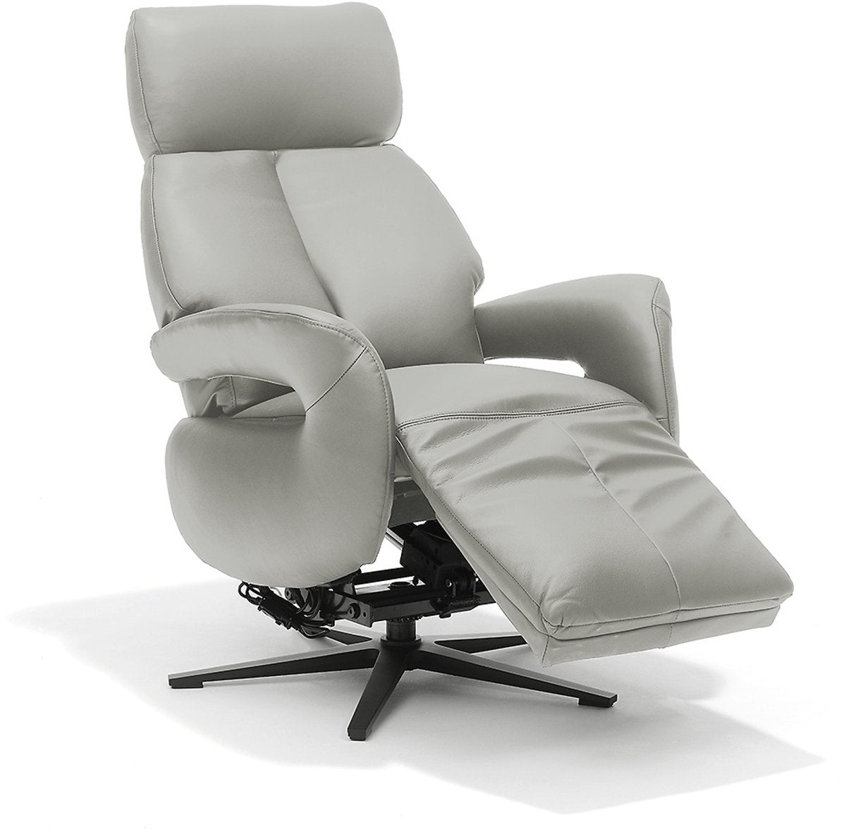 Opsta fauteuil Milo – Echt leer – Met accu – 2 Motoren – 360° Draaibaar