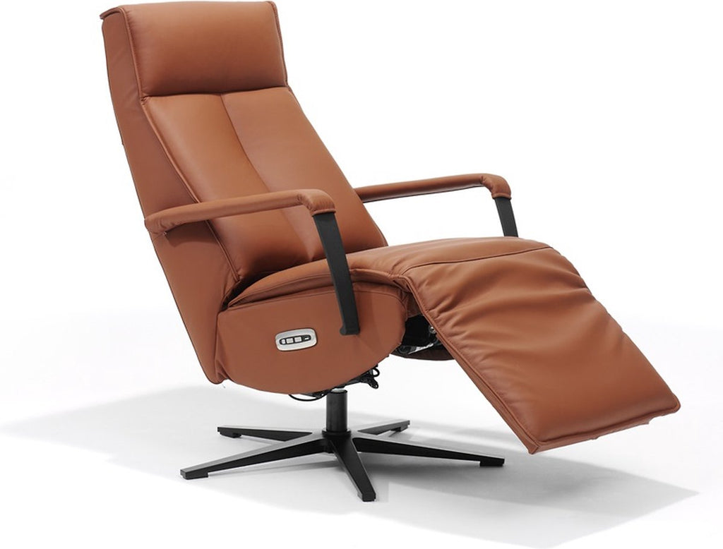 Relaxfauteuil Jesse – Echt leer – Met accu – 360° Draaibaar