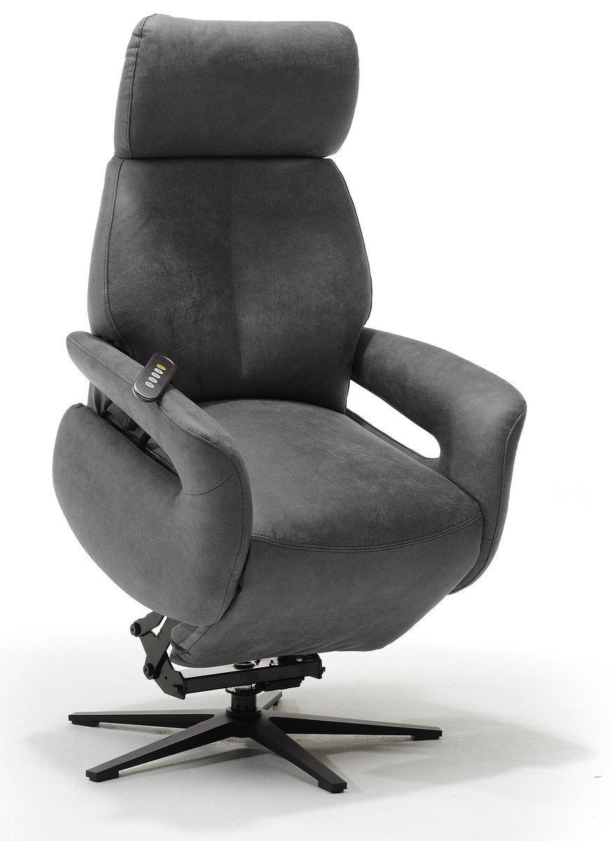 Opsta fauteuil Milo – Microleder – Met accu – 2 Motoren – 360° Draaibaar