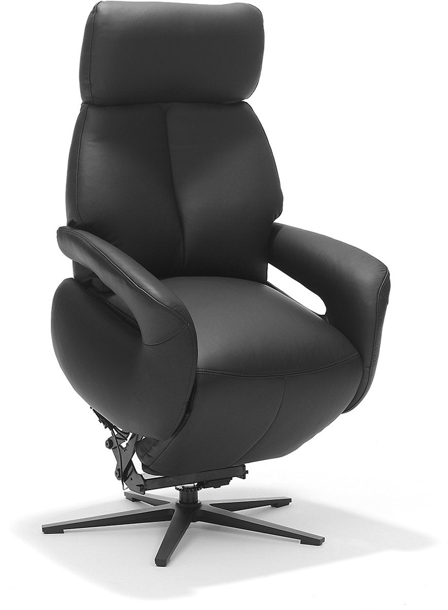 Opsta fauteuil Milo – Echt leer – Met accu – 2 Motoren – 360° Draaibaar
