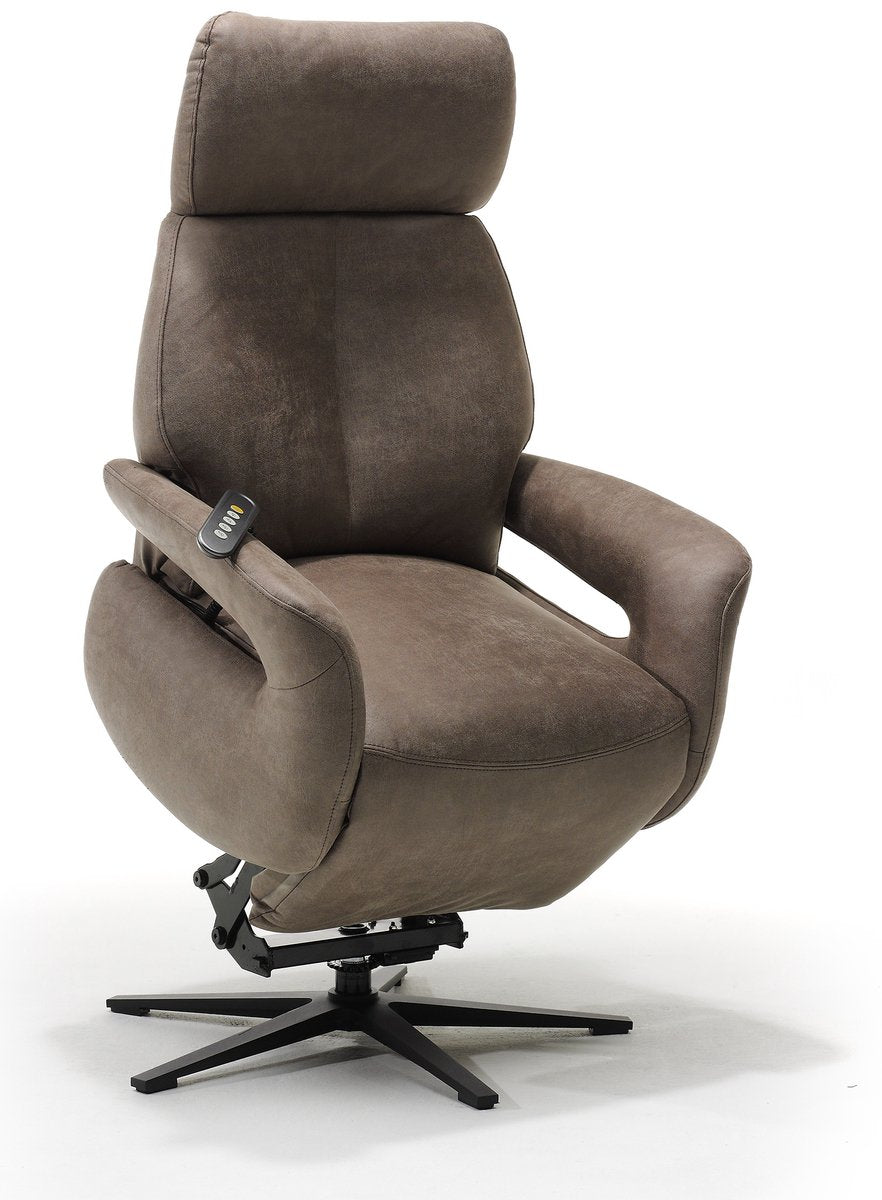 Opsta fauteuil Milo – Microleder – Met accu – 2 Motoren – 360° Draaibaar