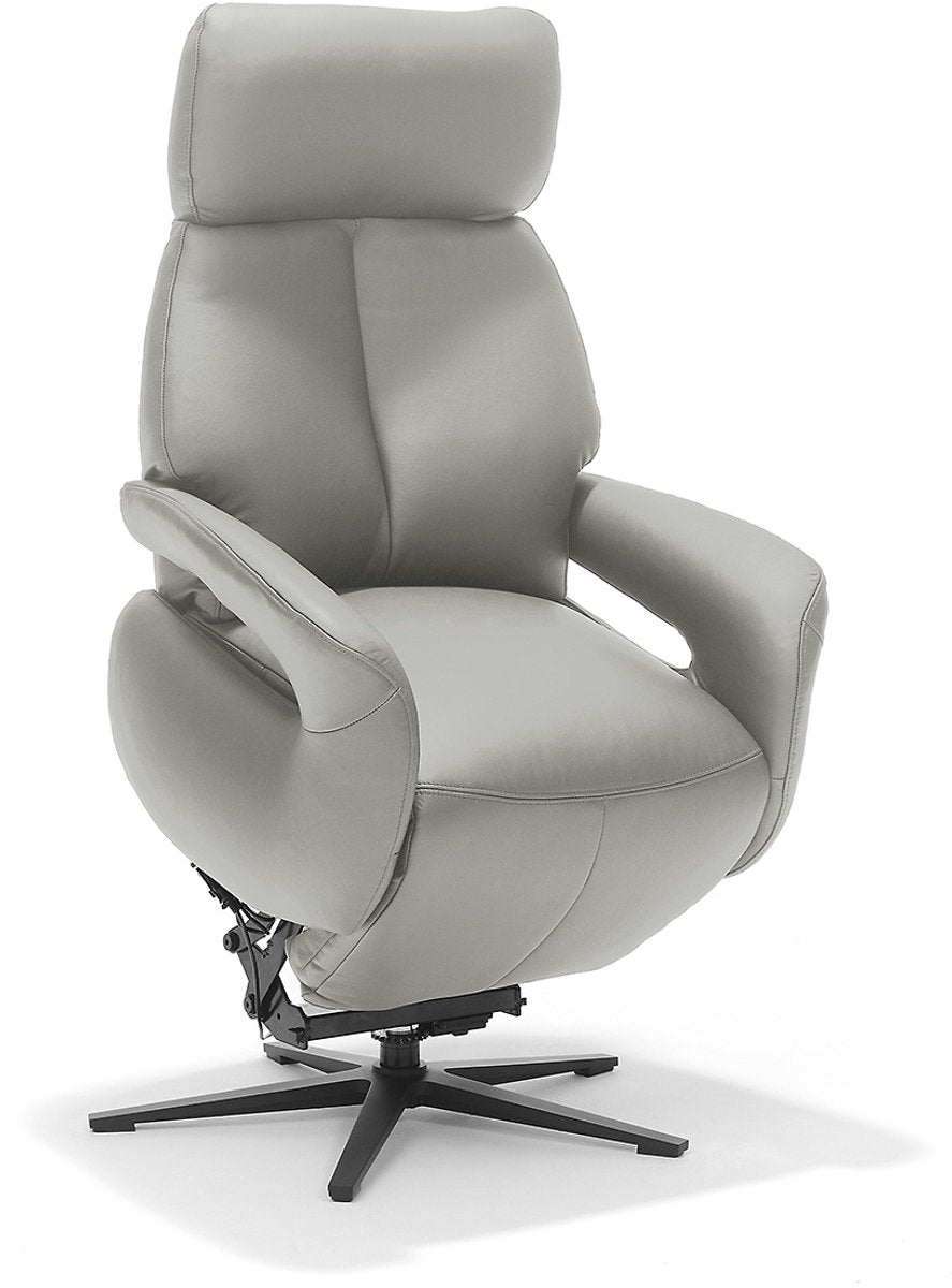 Opsta fauteuil Milo – Echt leer – Met accu – 2 Motoren – 360° Draaibaar