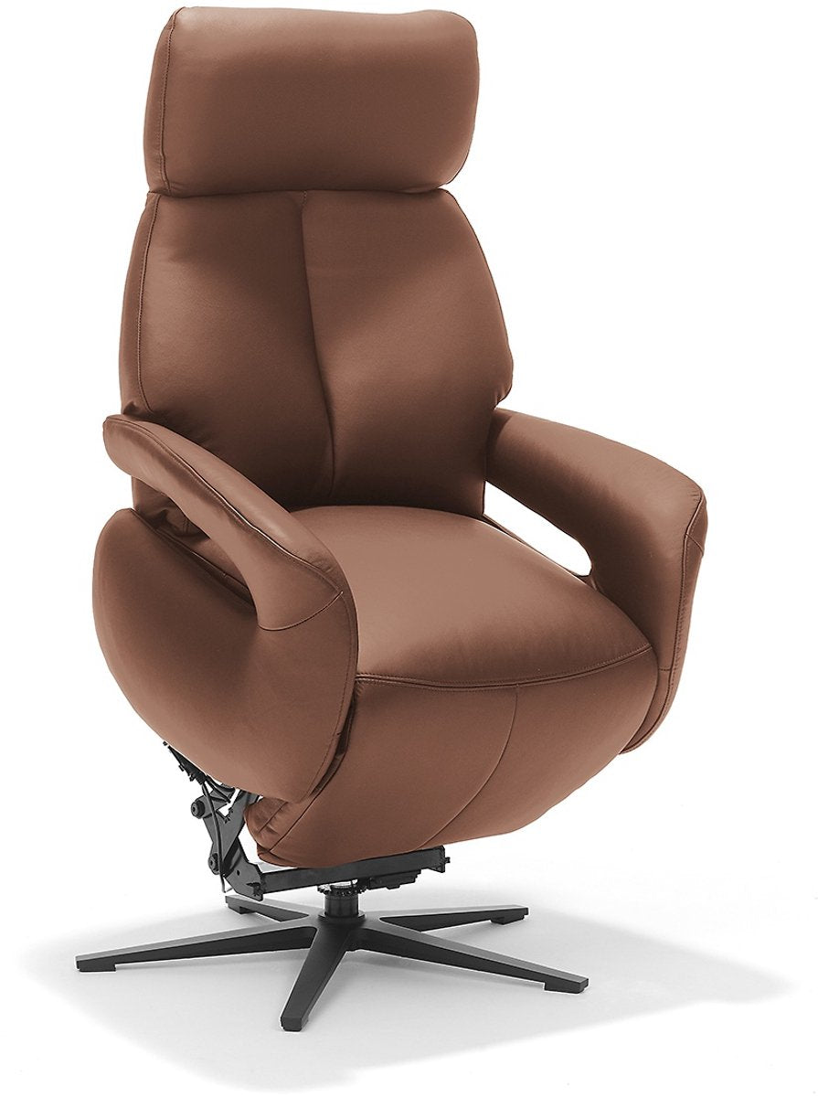 Opsta fauteuil Milo – Echt leer – Met accu – 2 Motoren – 360° Draaibaar