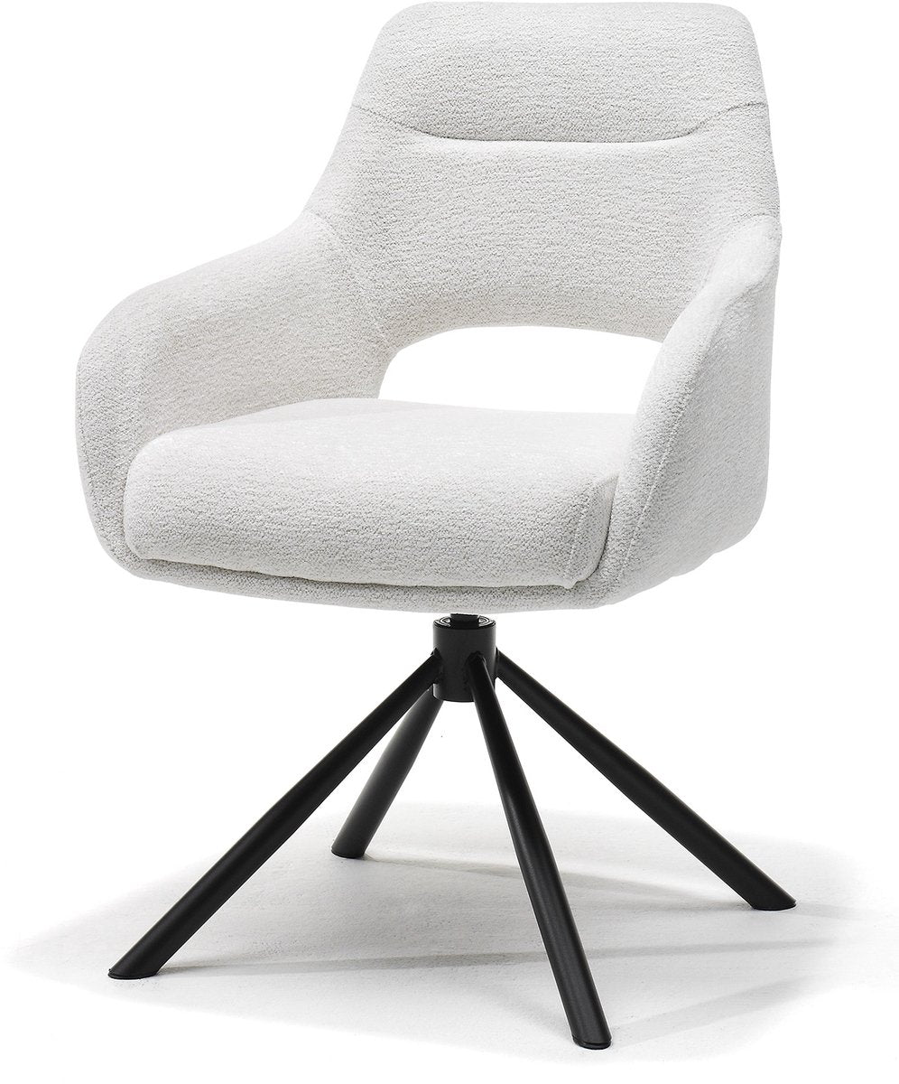 Eetkamerstoel Lucas – 360 graden draaibaar – Auto return – Raven Stof