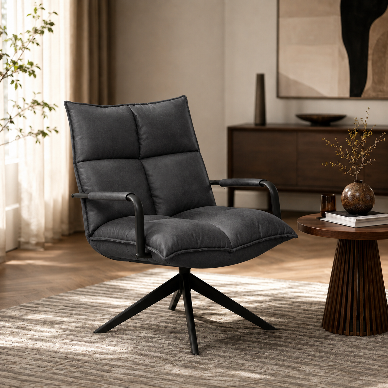 Draaifauteuil Floris – Micro Leder – 360 graden draaibaar