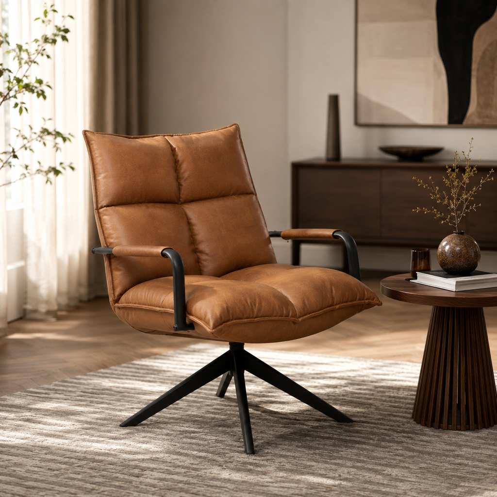 Draaifauteuil Floris – Micro Leder – 360 graden draaibaar