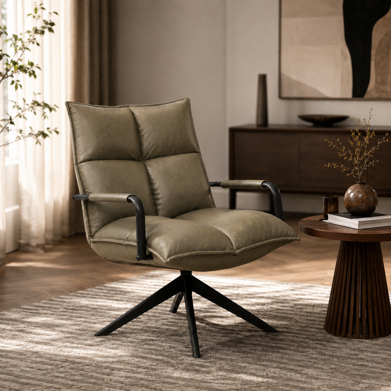 Draaifauteuil Floris – Micro Leder – 360 graden draaibaar