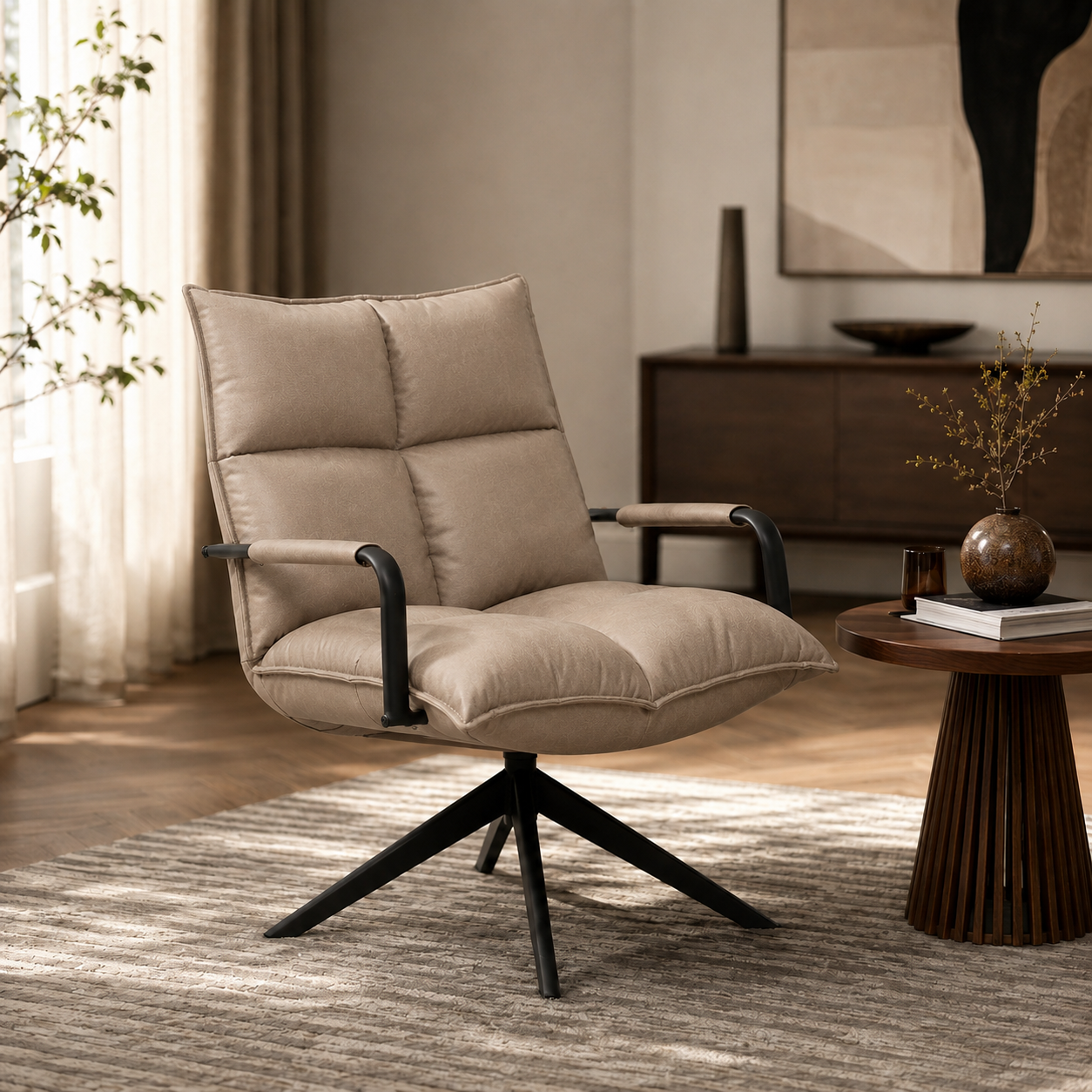 Draaifauteuil Floris – Micro Leder – 360 graden draaibaar