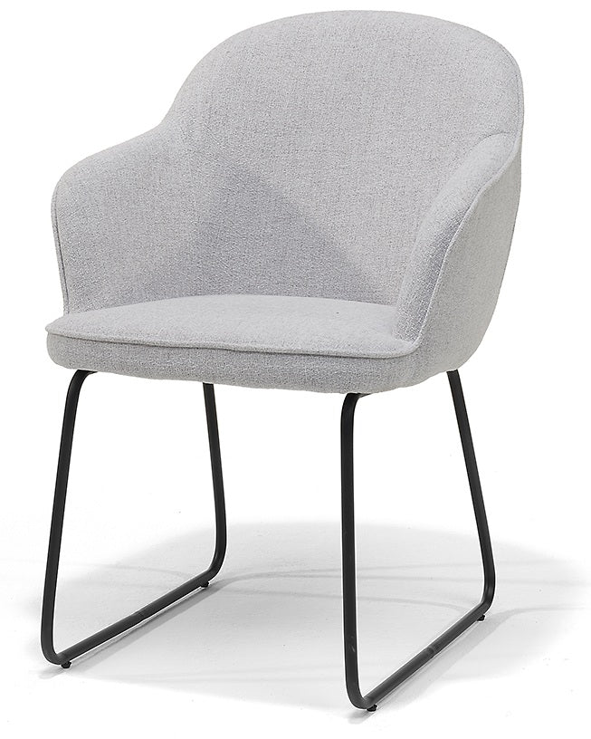 Eetkamerstoel Jasper – Comfortabele Armstoel – Polyester Stof – Sledeframe