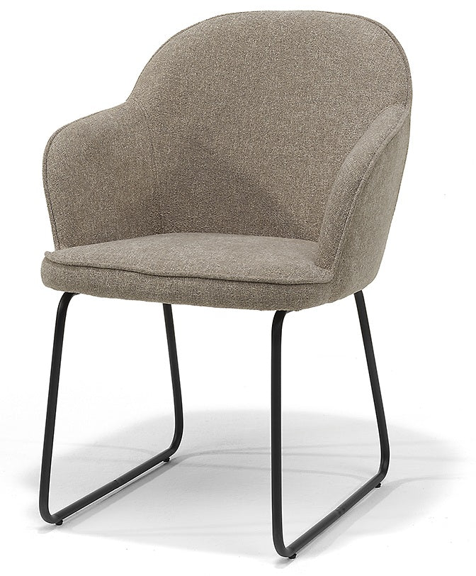 Eetkamerstoel Jasper – Comfortabele Armstoel – Polyester Stof – Sledeframe