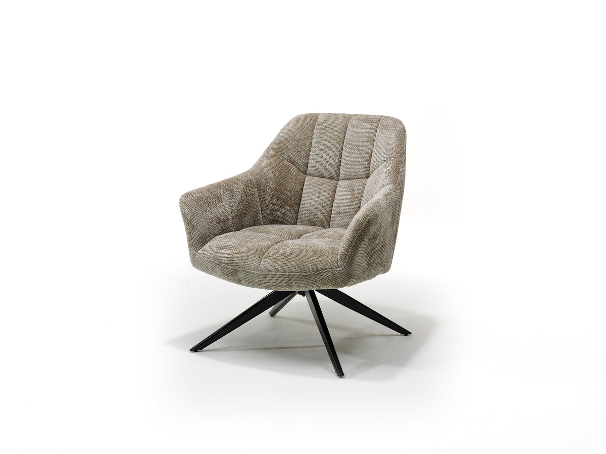 Fauteuil Amy – Luxe Draaibare Loungestoel – Polyester Stof – 360° Draaibaar