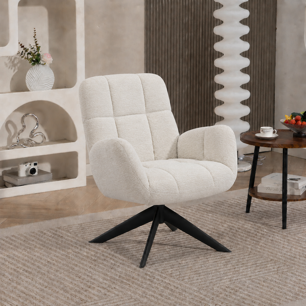 Fauteuil Lina - Raven stof - 360 graden draaibaar