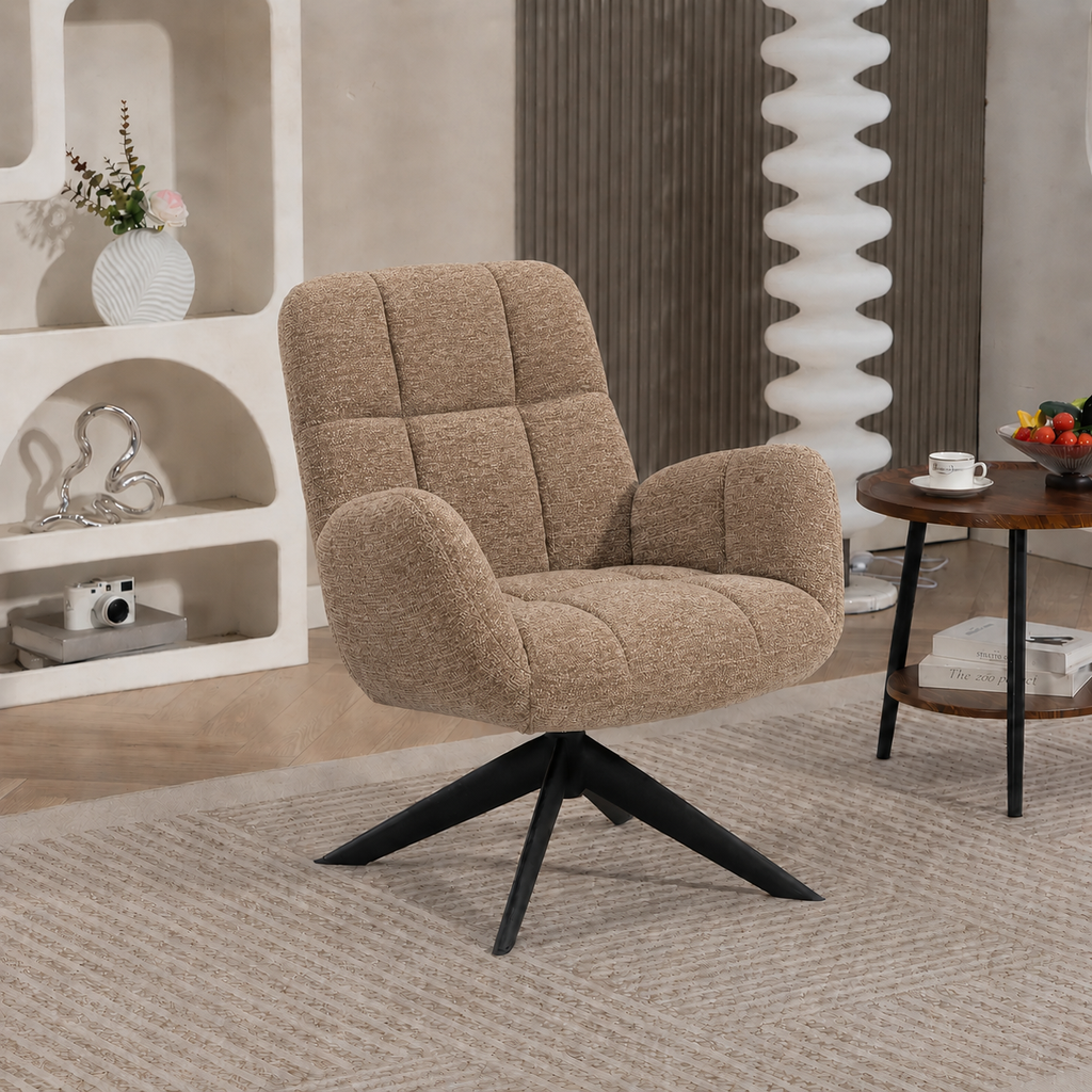 Fauteuil Lina - Raven stof - 360 graden draaibaar