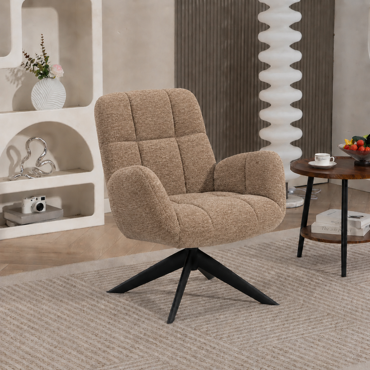 Fauteuil Lina - Raven stof - 360 graden draaibaar