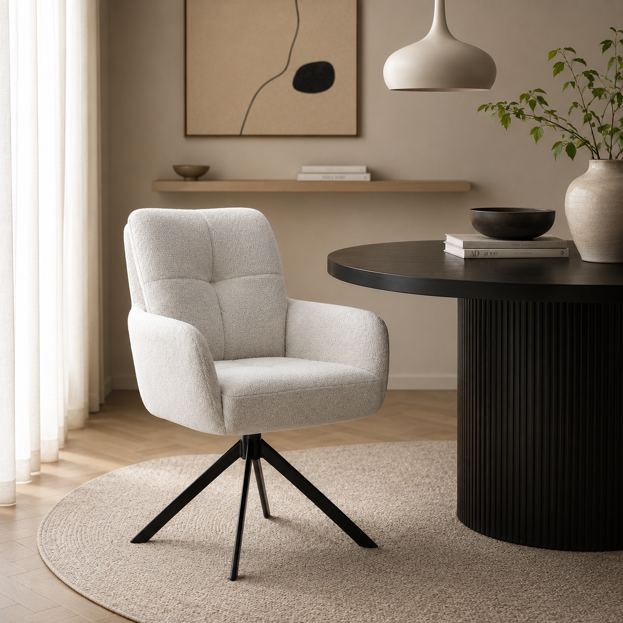 Eetkamerstoel Romy – 180 graden draaibaar – Raven Stof