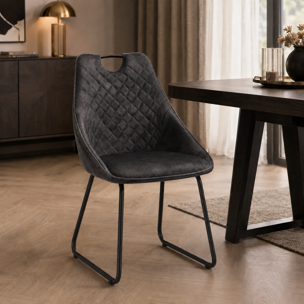 Eetkamerstoel Simon – Velvet – Geruit patroon