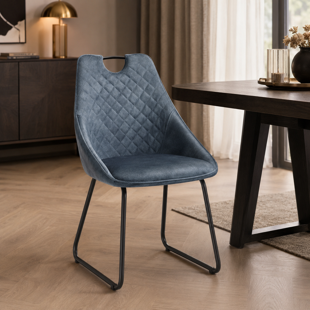 Eetkamerstoel Simon – Velvet – Geruit patroon