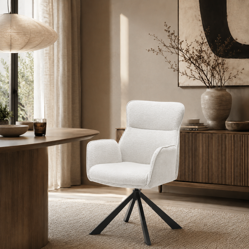 Eetkamerstoel Sophie – 360° draaibaar – Auto return – Stof